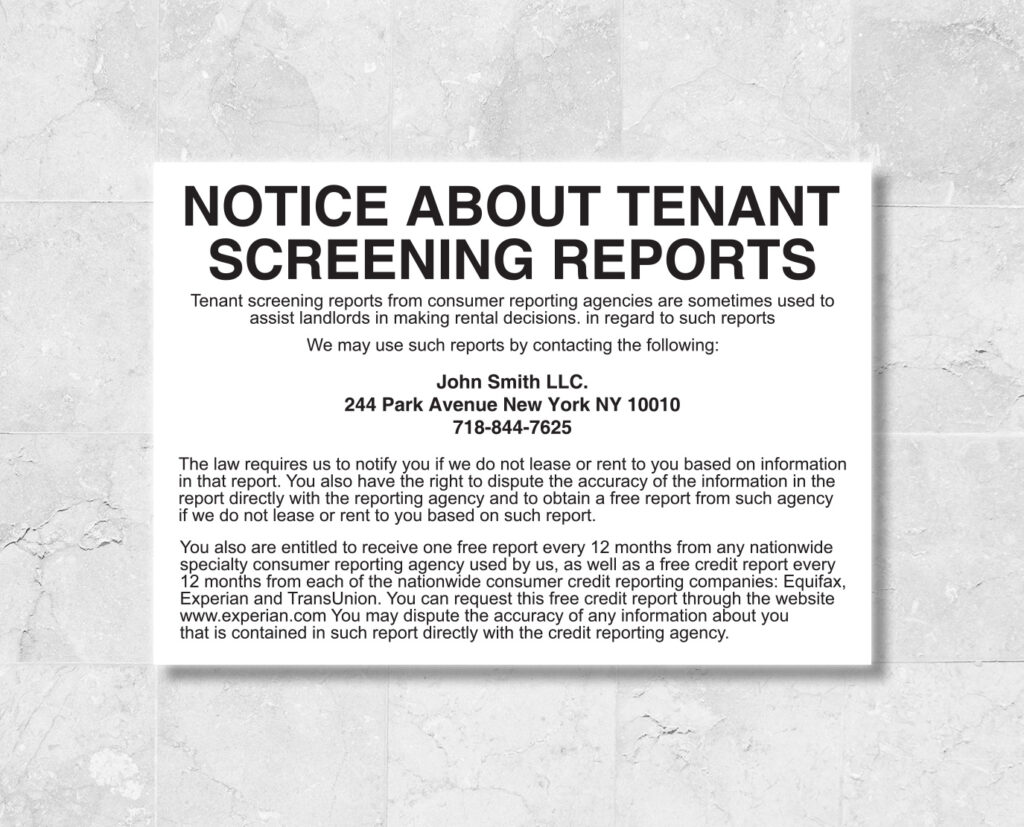 hpd tenant screening notice signs nyc