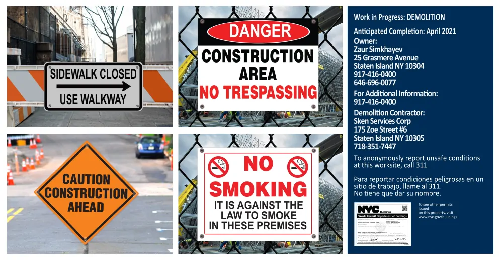 nyc construction safety signs
