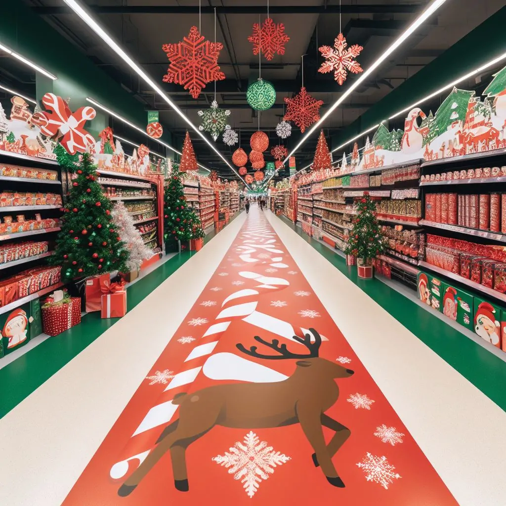 indoor floor graphics for marts, supermarkets