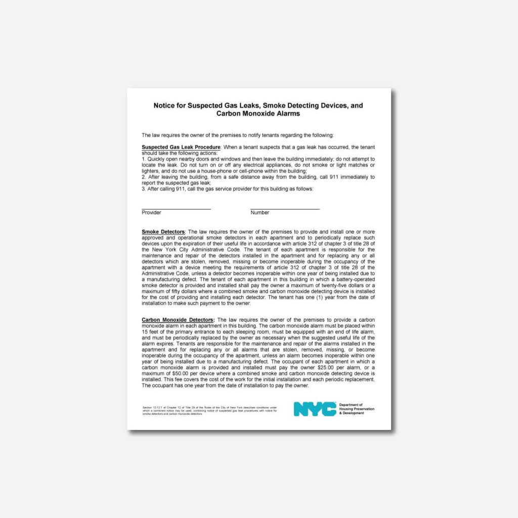 combined gas leak notice hpd