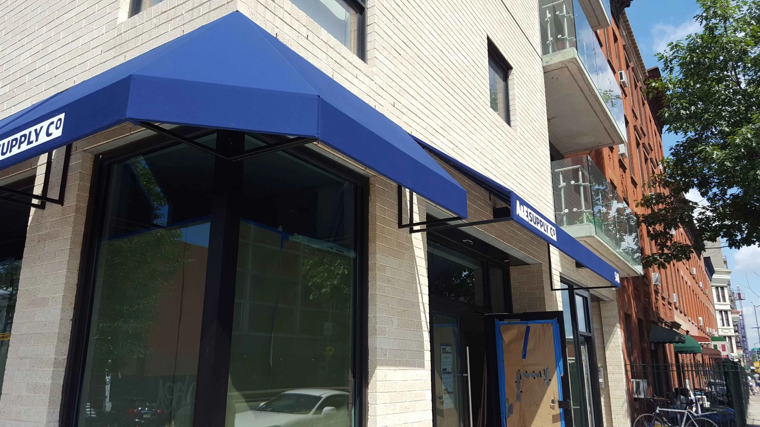 a and e supply corportaion blue awning outdoor