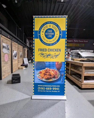 banner stand for fried chicken