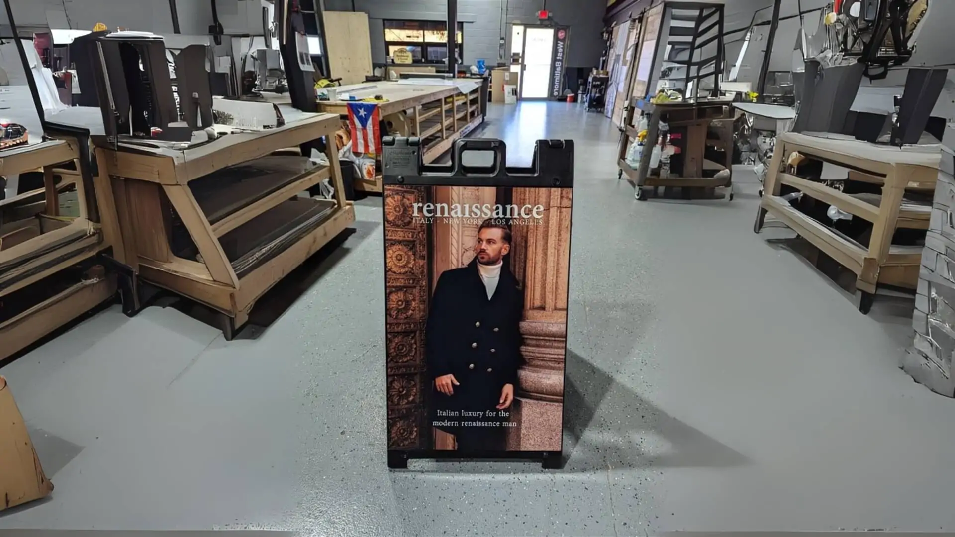 black sidewalk signs
