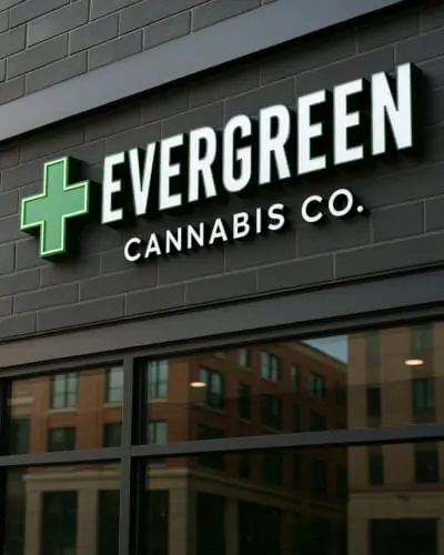 channel letter sign for evergreen cannabis company