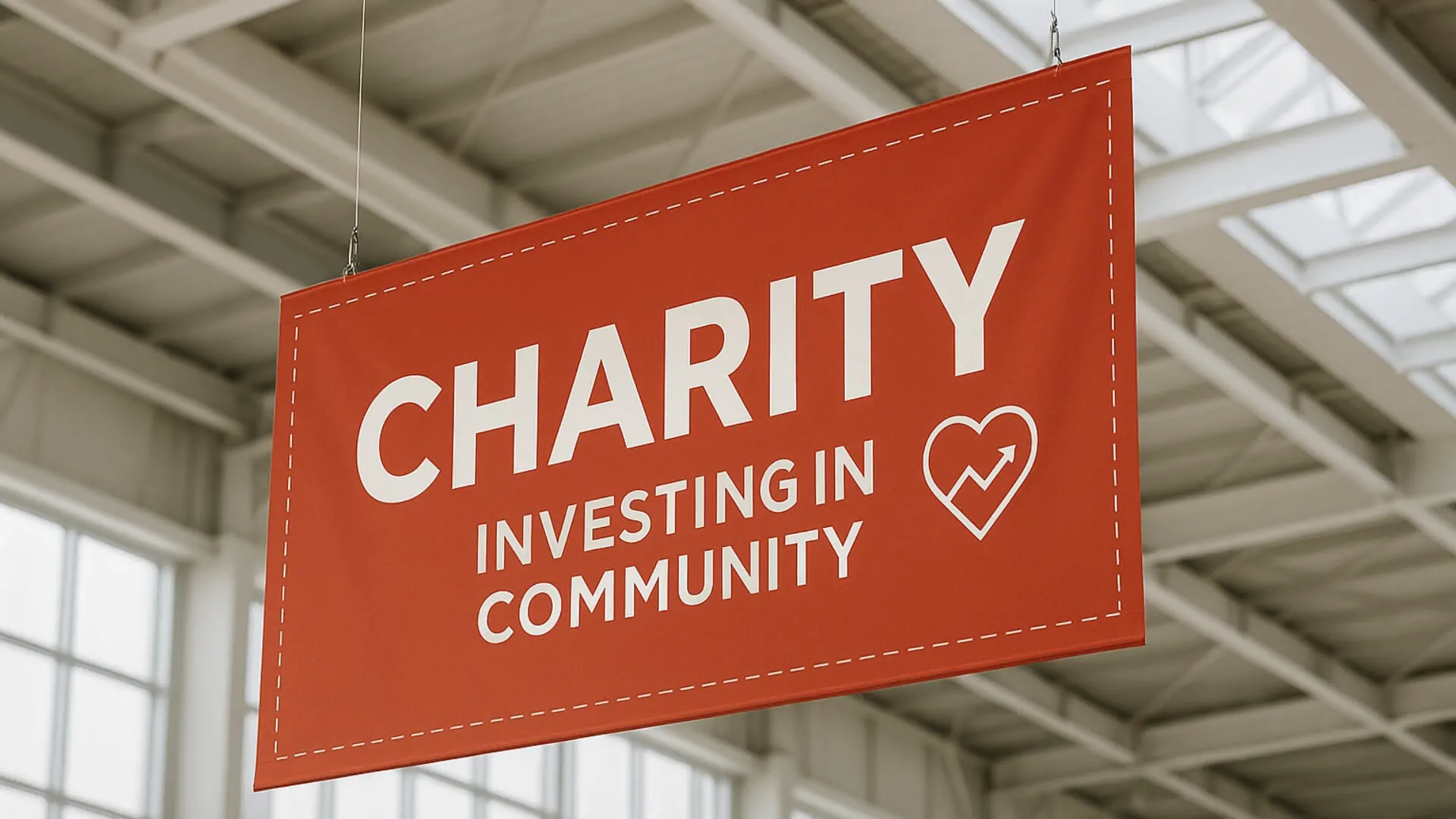 charity incesting in community hanging banner nyc
