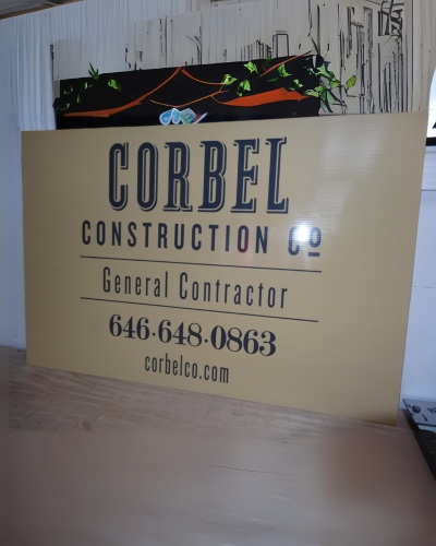 corbel coroplast sign