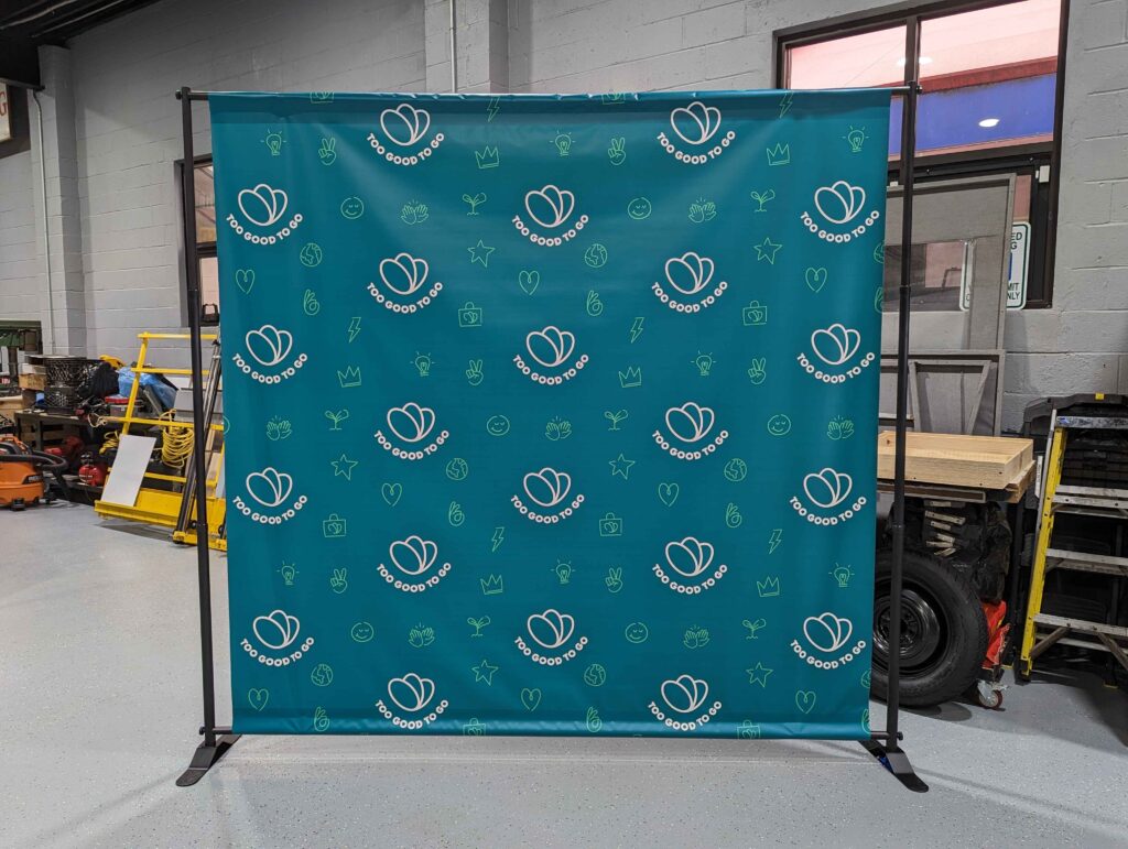 dark green backdrop step repeat banner for event and tradeshows