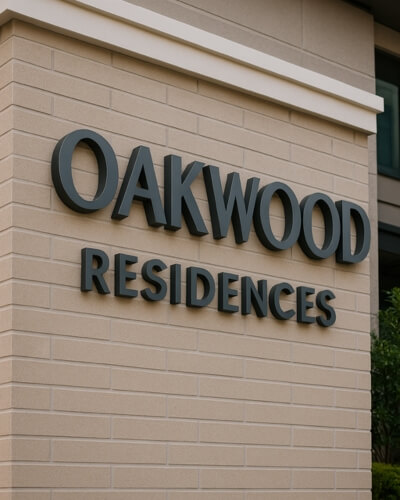 dimensional letter sign oakwood residences company