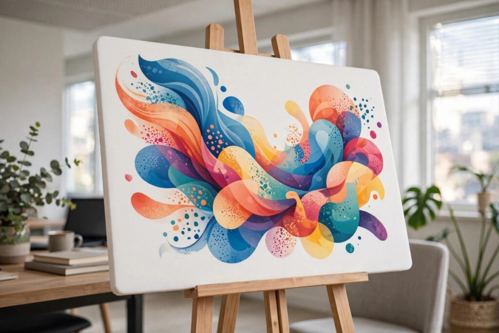 Printed foam board presentation sign on easel