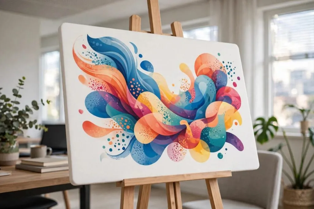 Printed foam board presentation sign on easel