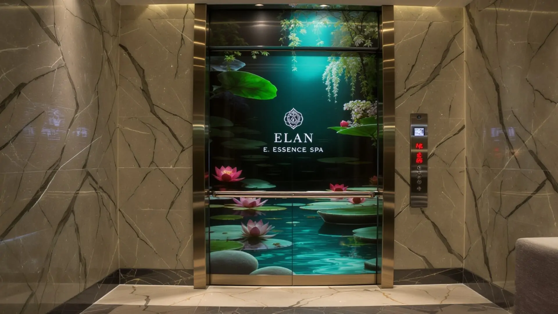 elan e.essence spa company elevator wrap in new york city