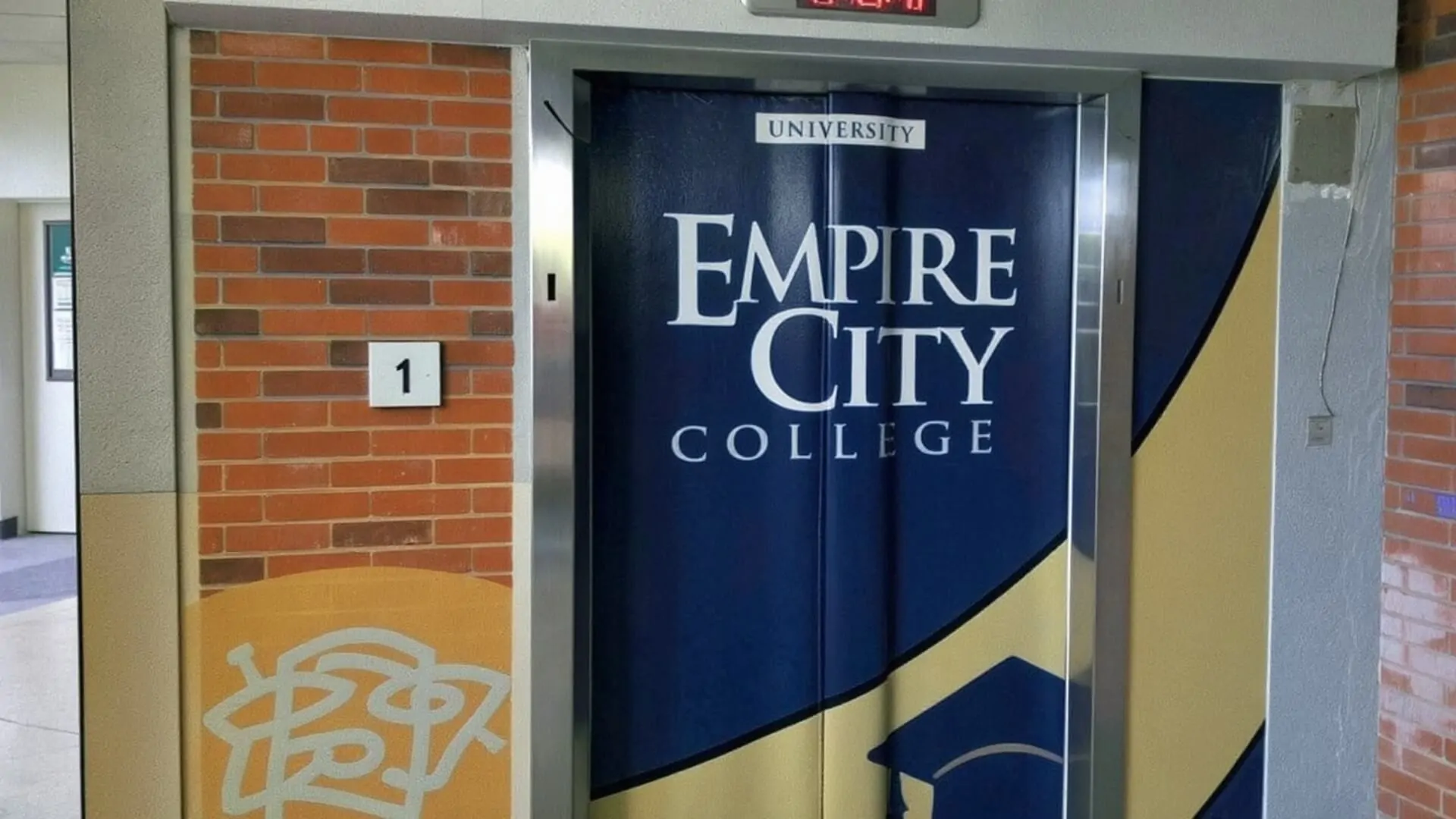 elevator wrap made for empire city collage in new york city