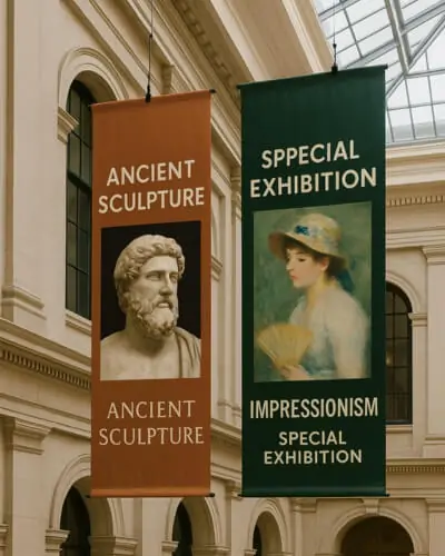 exhibition hanging banner for museum new york city