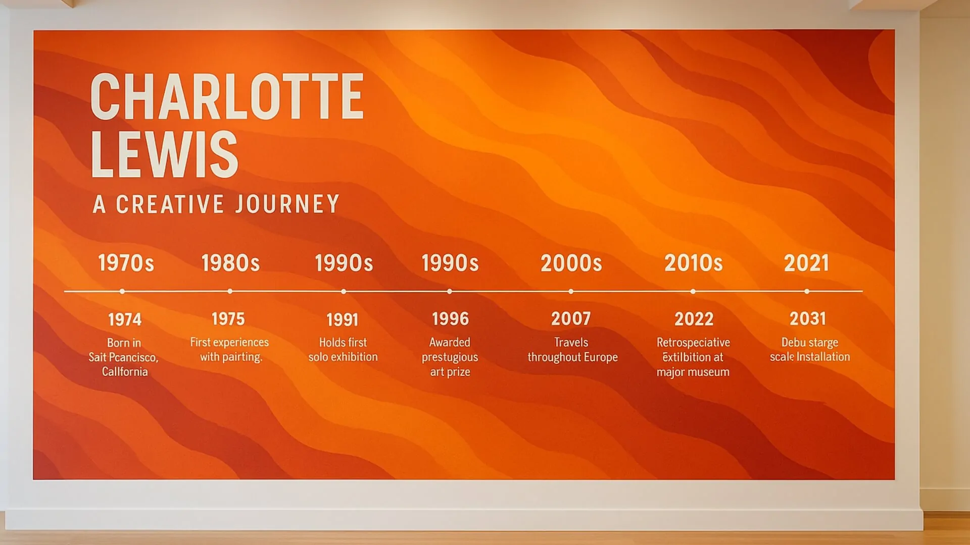 exhibition timeline graphic for charotte lewis nyc