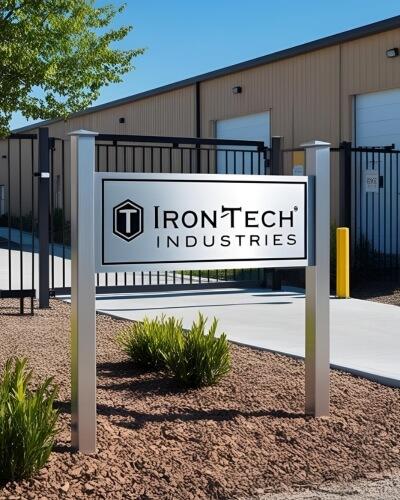 flat metal sign for irontech industries