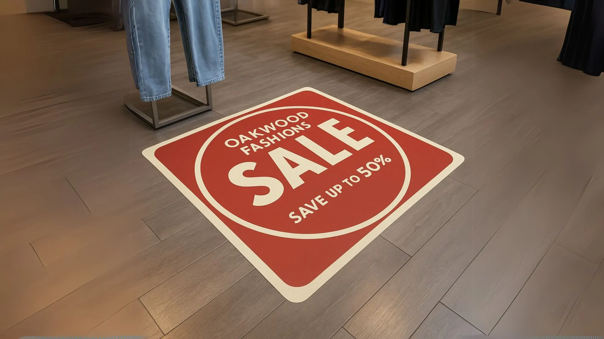 floor graphic for oakwood fashions company