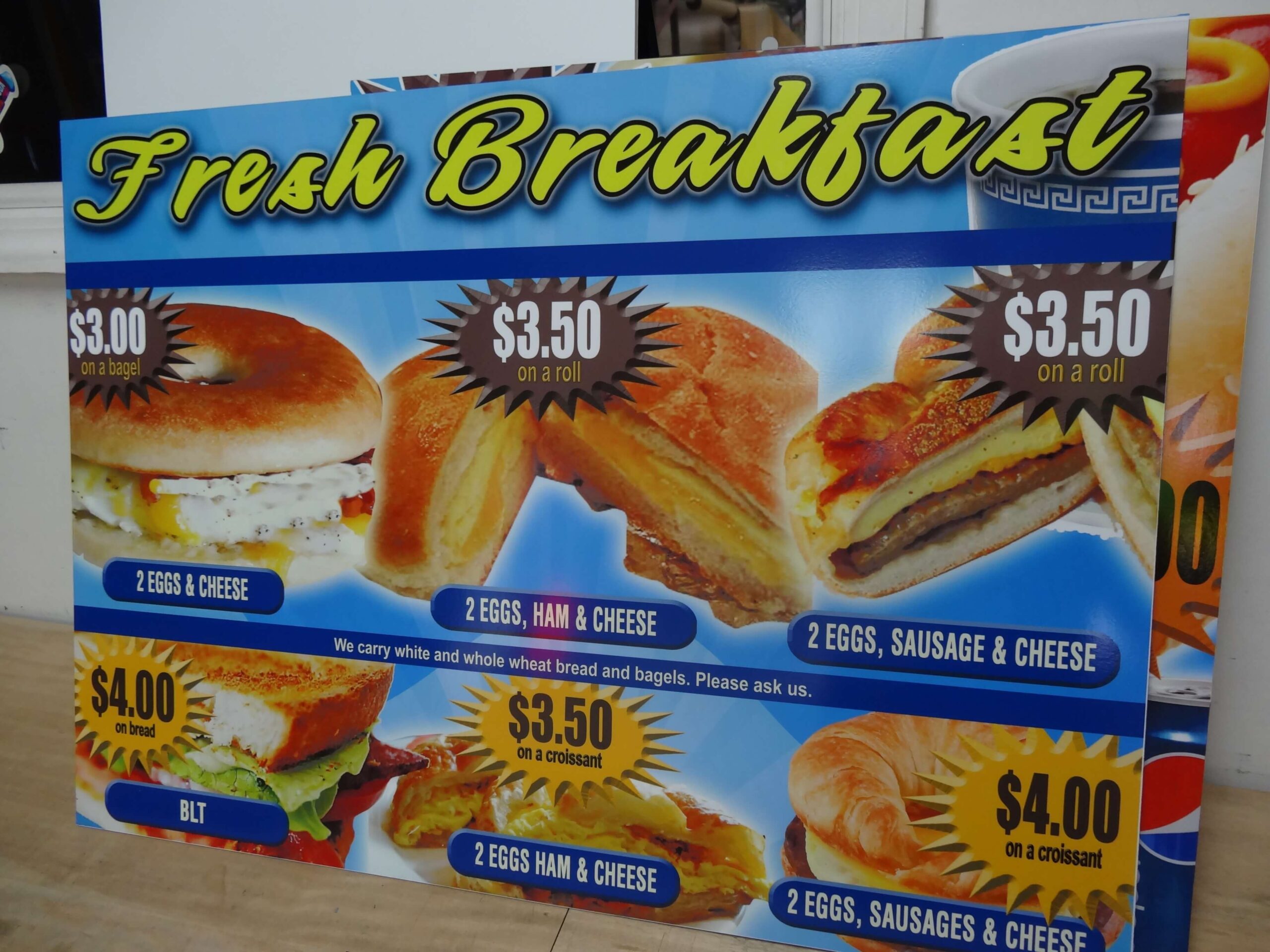 fresh breakfast pvc signs