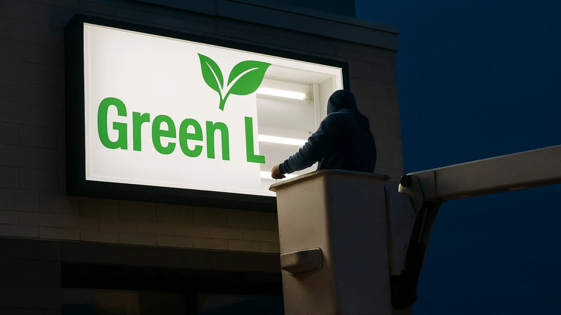 grean leaf light box sign repair