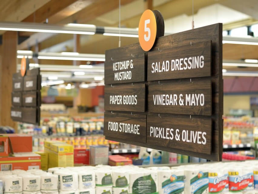 grocery store aisle signs