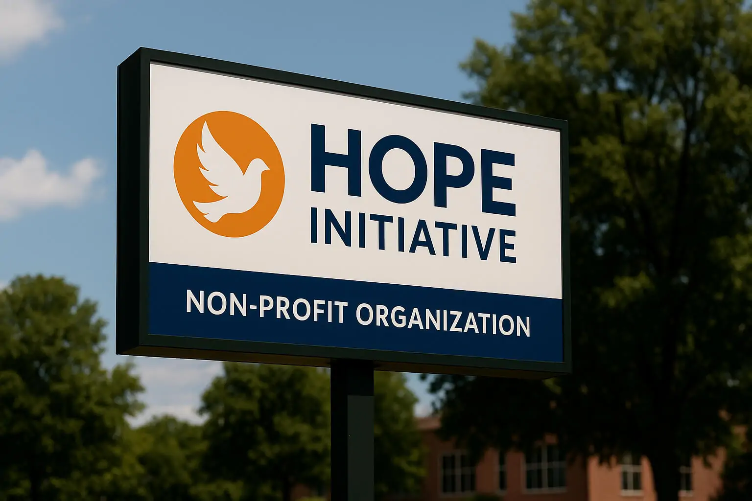 hope initiative ngo lightbox sign