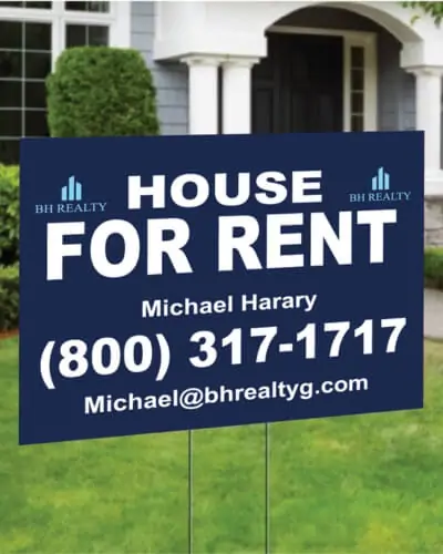 house for rent yard sign for real estate