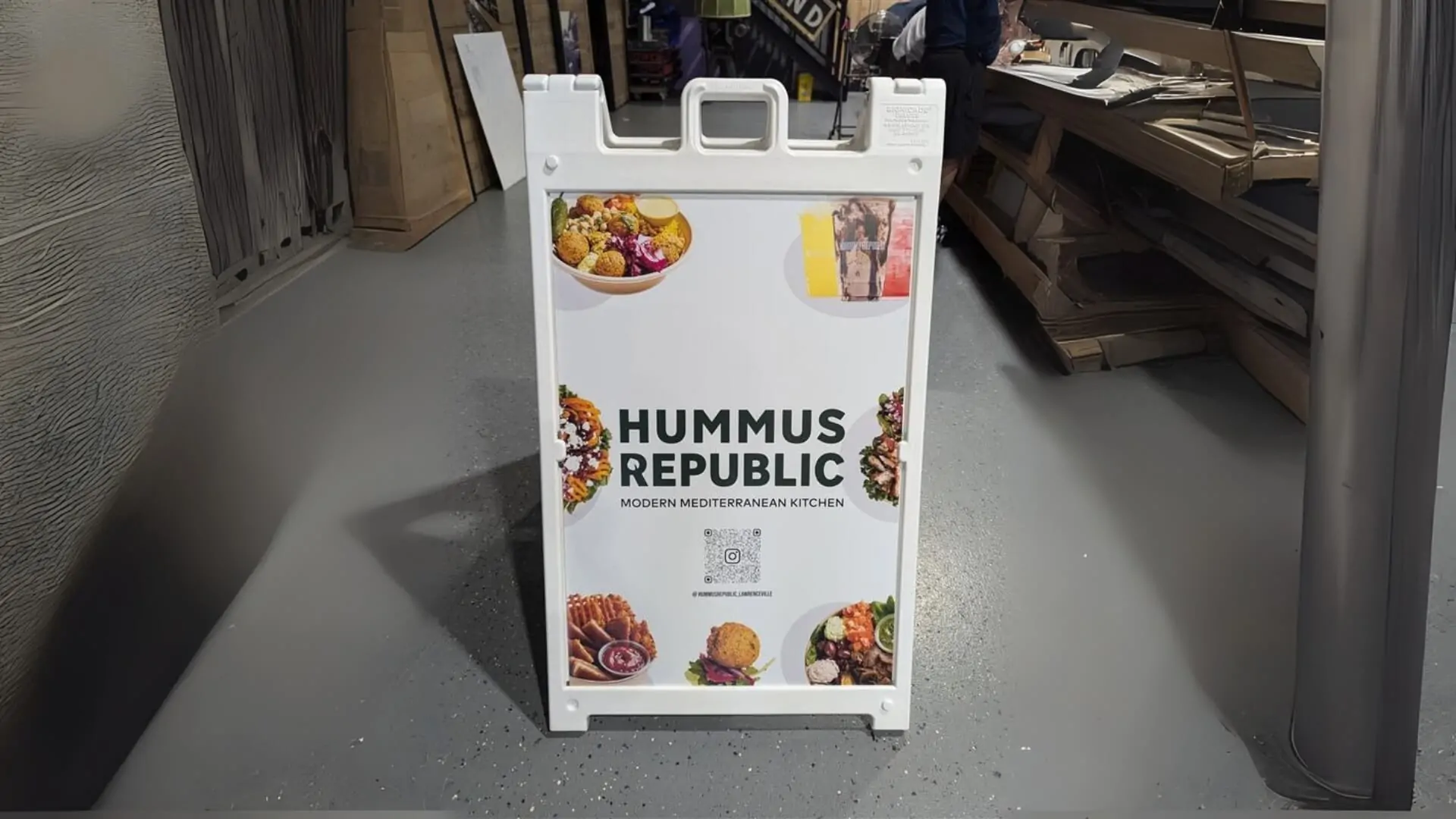hummus republic sidewalk signs