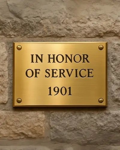in honor of service brass plaque sign