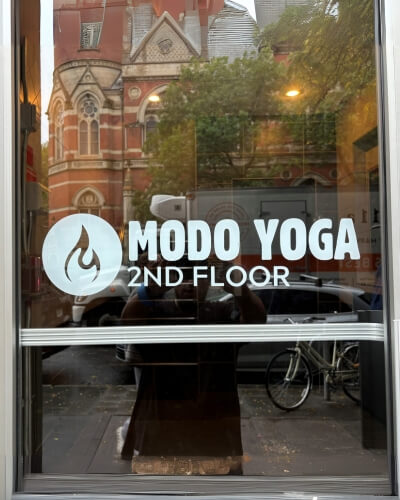 Custom Decals 98 moda yoga window decals