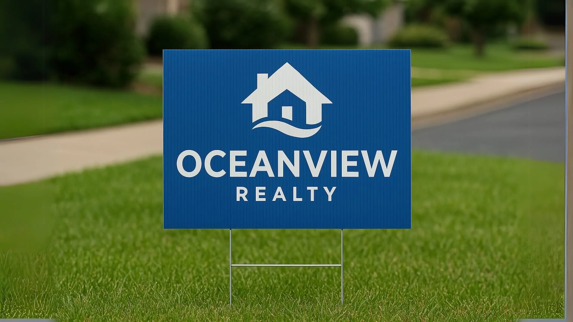 oceanview realty sign made with corrugated plastic