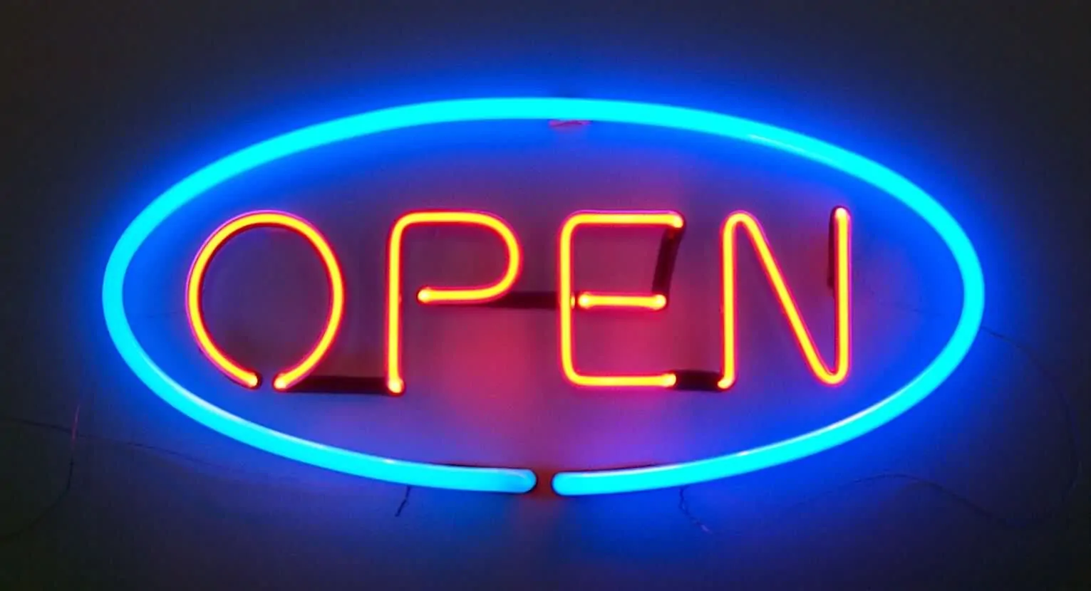 open neon sign