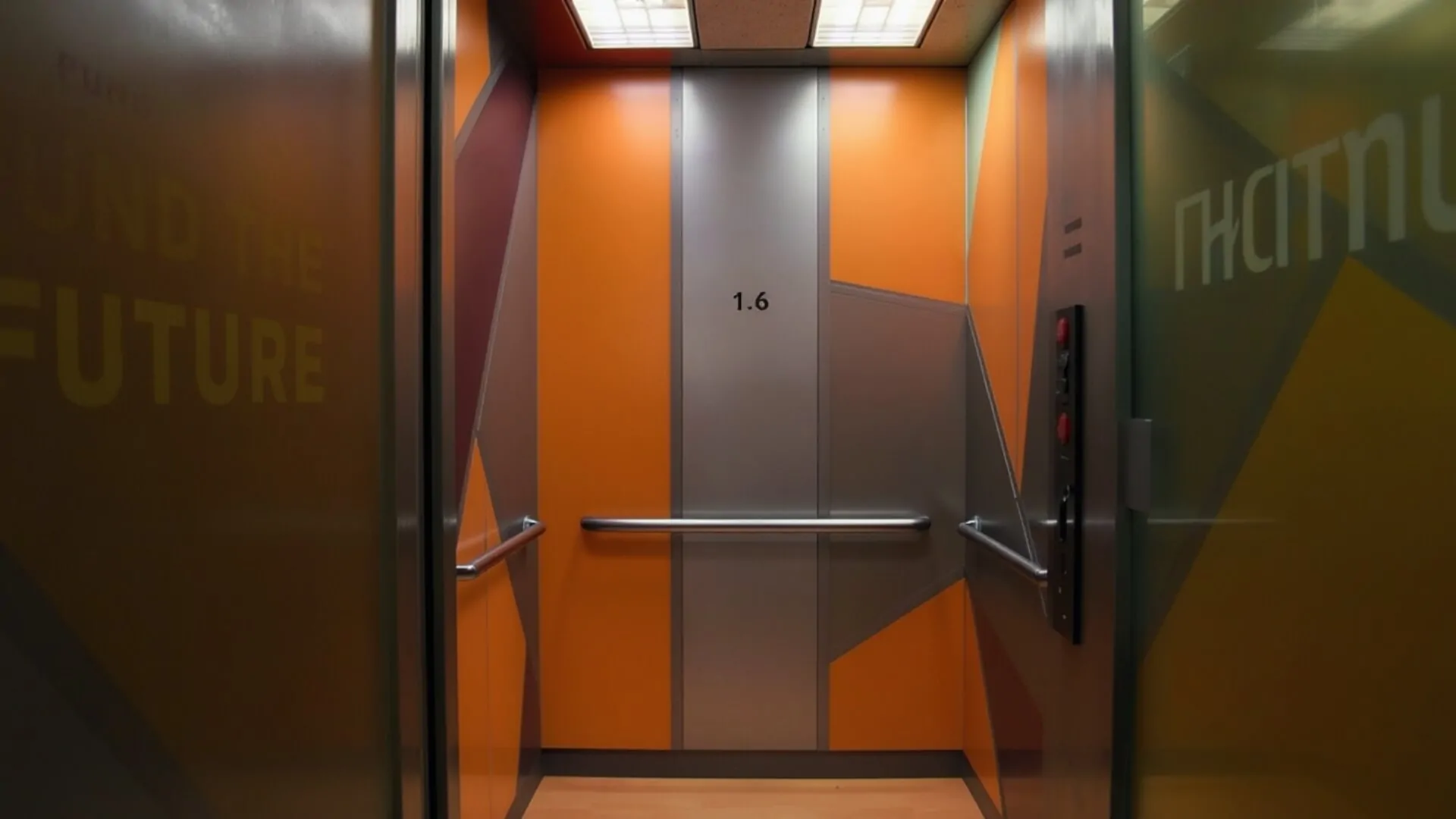 orange design elevator wrap in new york city