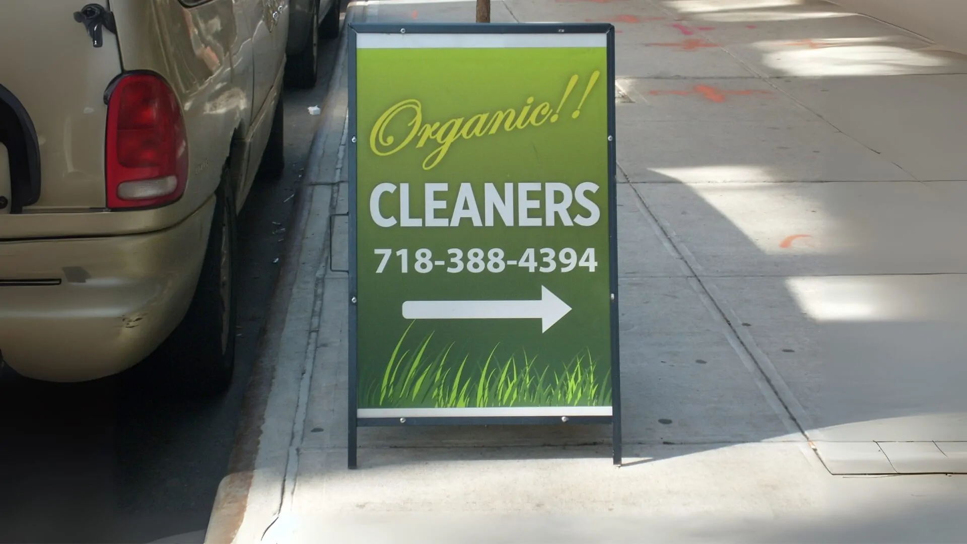 organic cleaners sidewalk signs