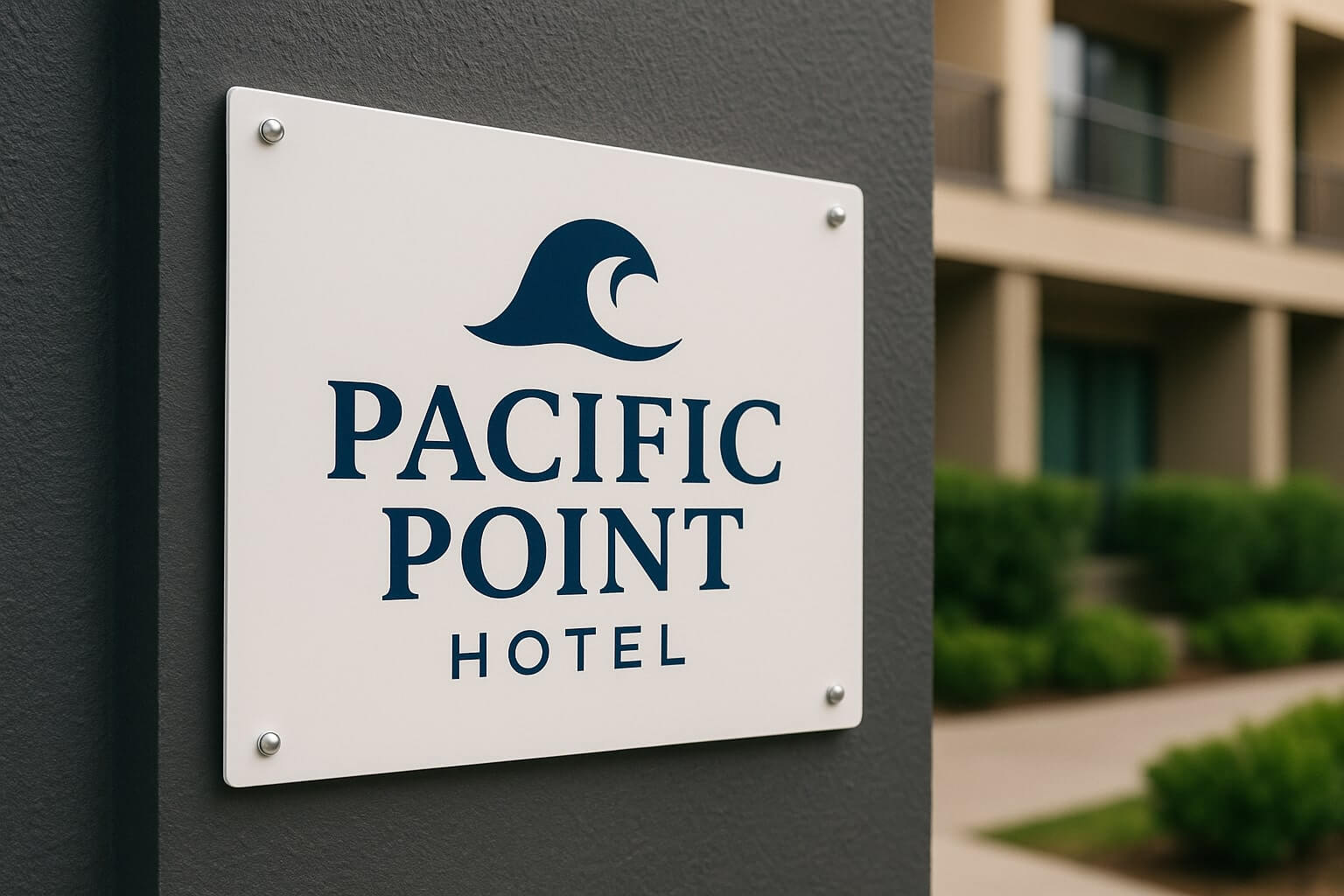 Dibond 23 pacific point hotel nameplate sign made with dibond material