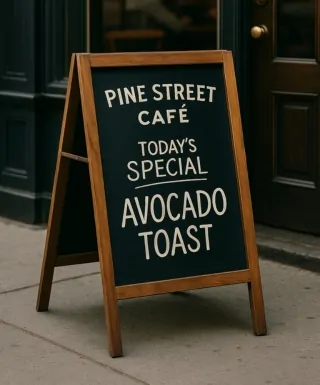 pine street cafe a frame sidewalk small business sign