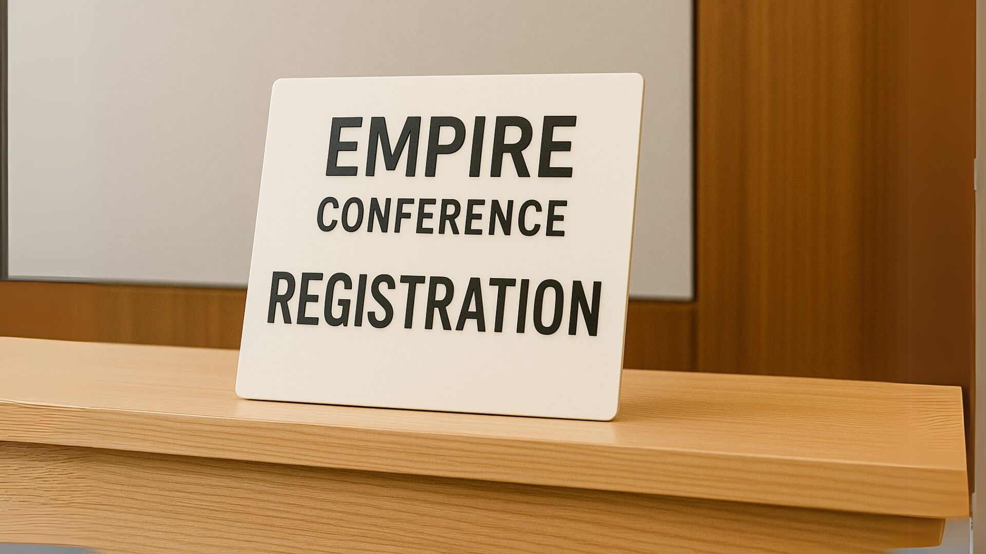 registration booth sign for empire conference registration nyc
