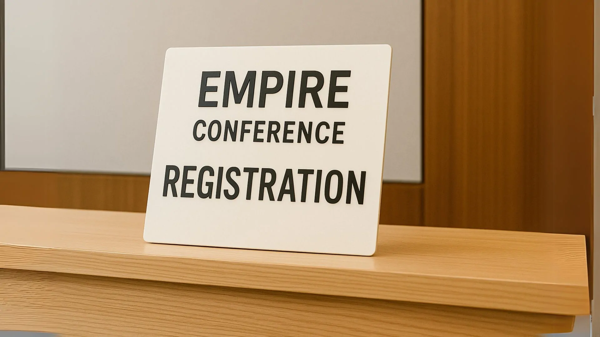 registration booth sign for empire conference registration nyc