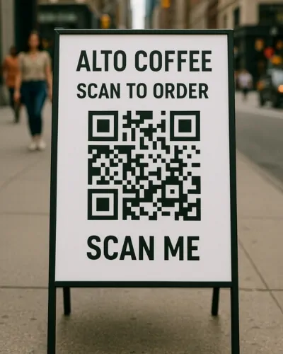 sidewalk qr code sign new york city