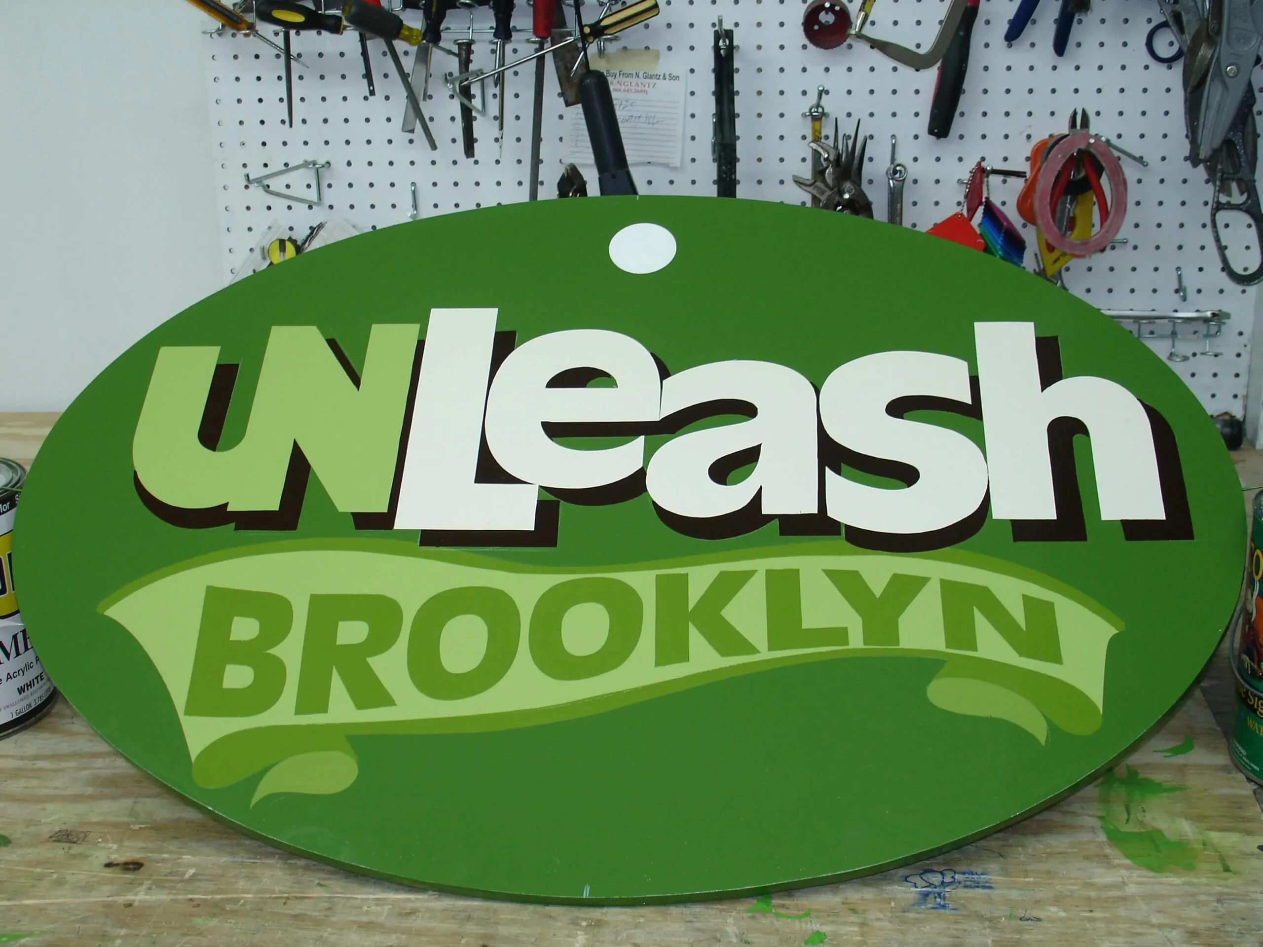 unleash brooklyn hand painted sign ny