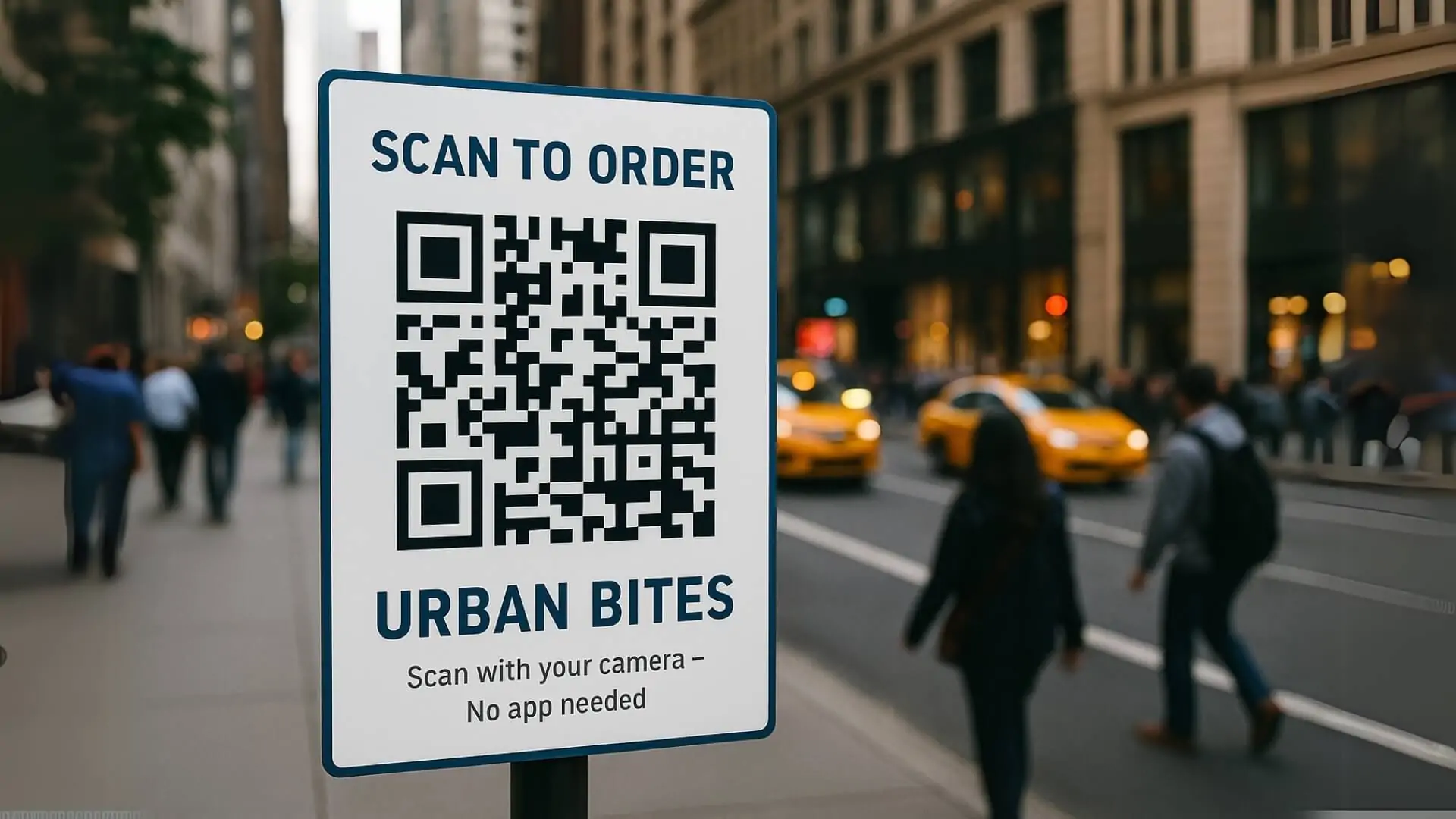 urban bites qr code sign new york sign