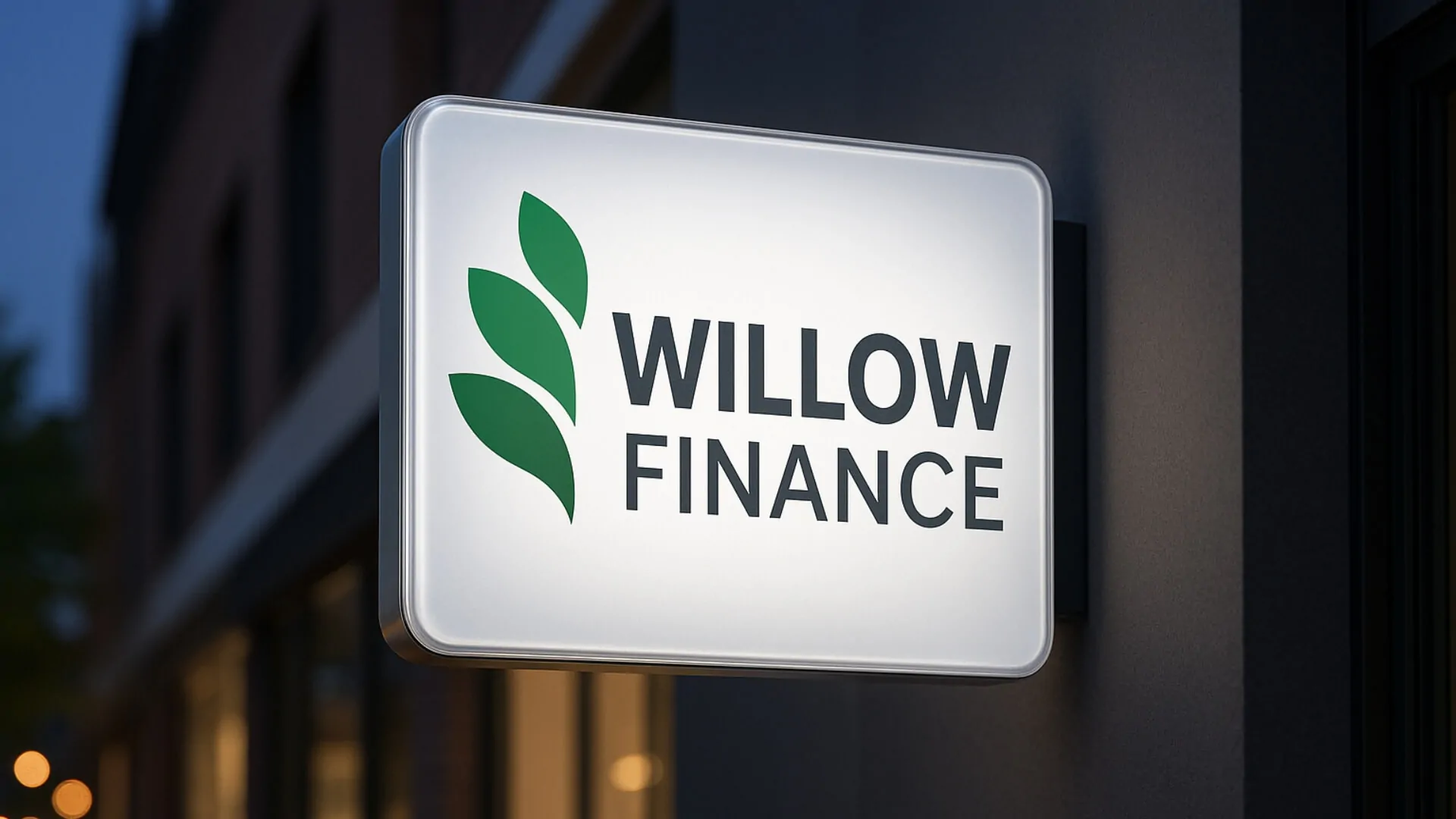 willow finance lighted sign