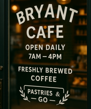 window decal sign for bryant cafe