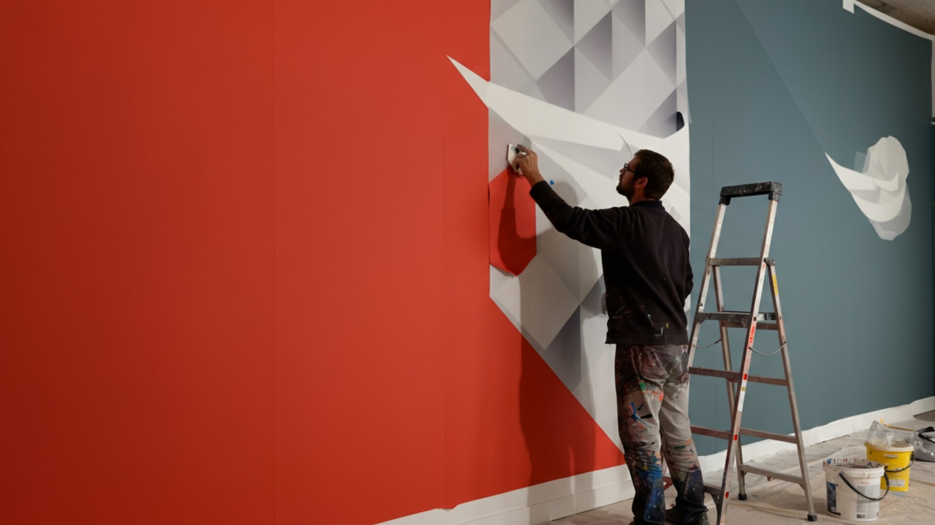 Graphics Installations Services NYC 117 working installing wall wrap