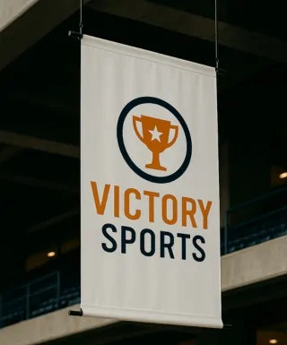 victory sports hanging banners for stadium