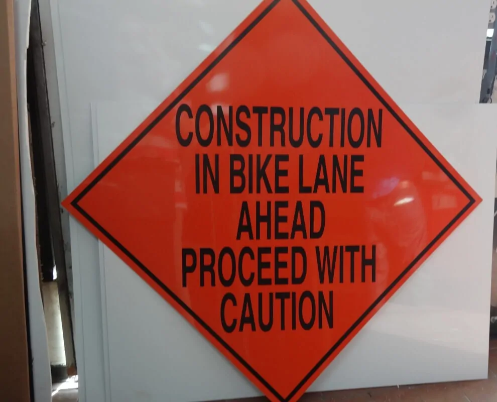 contruction in bike lane sign near me