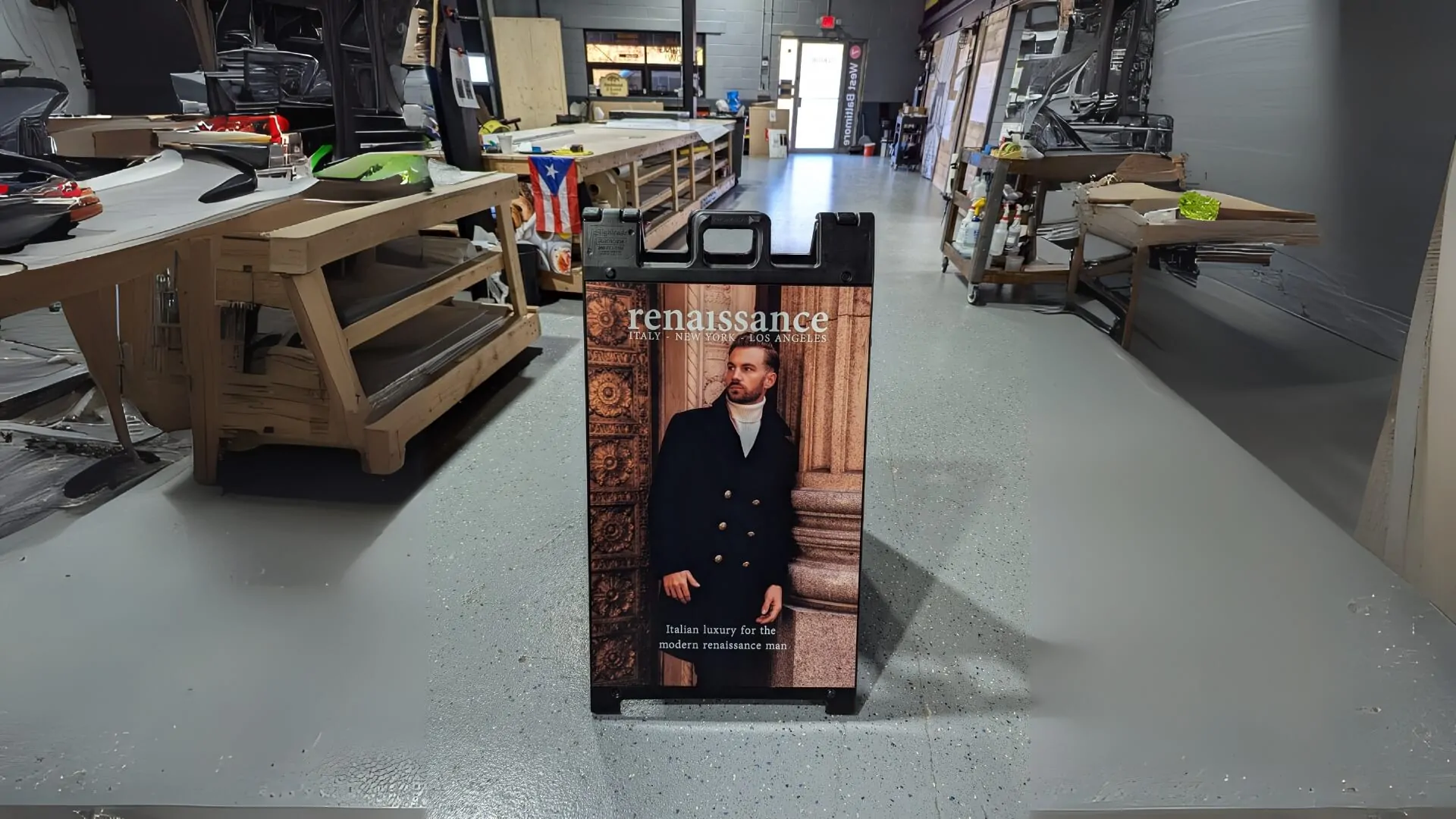 renaissance clothing a frame sign