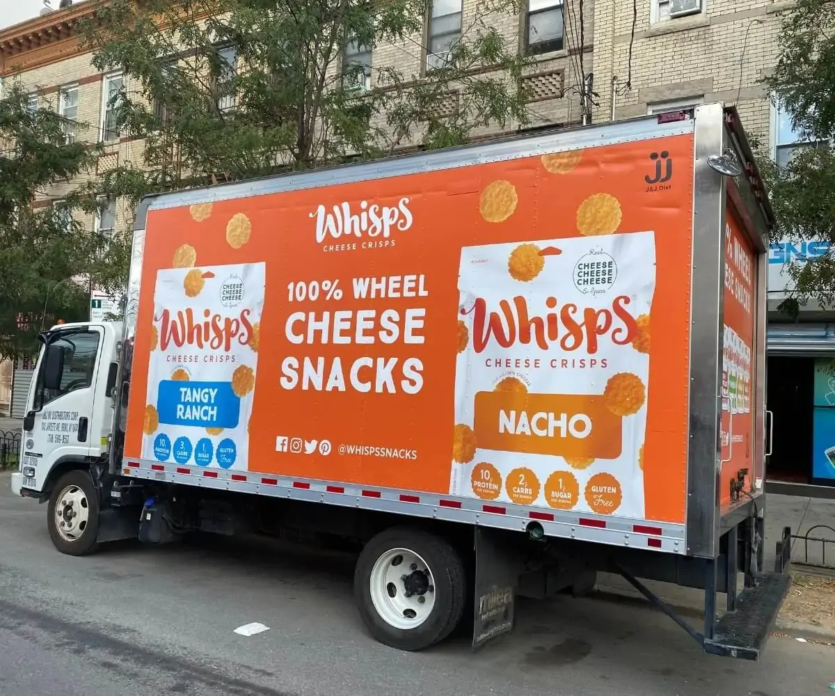 whisps cheese snacks truck wraps