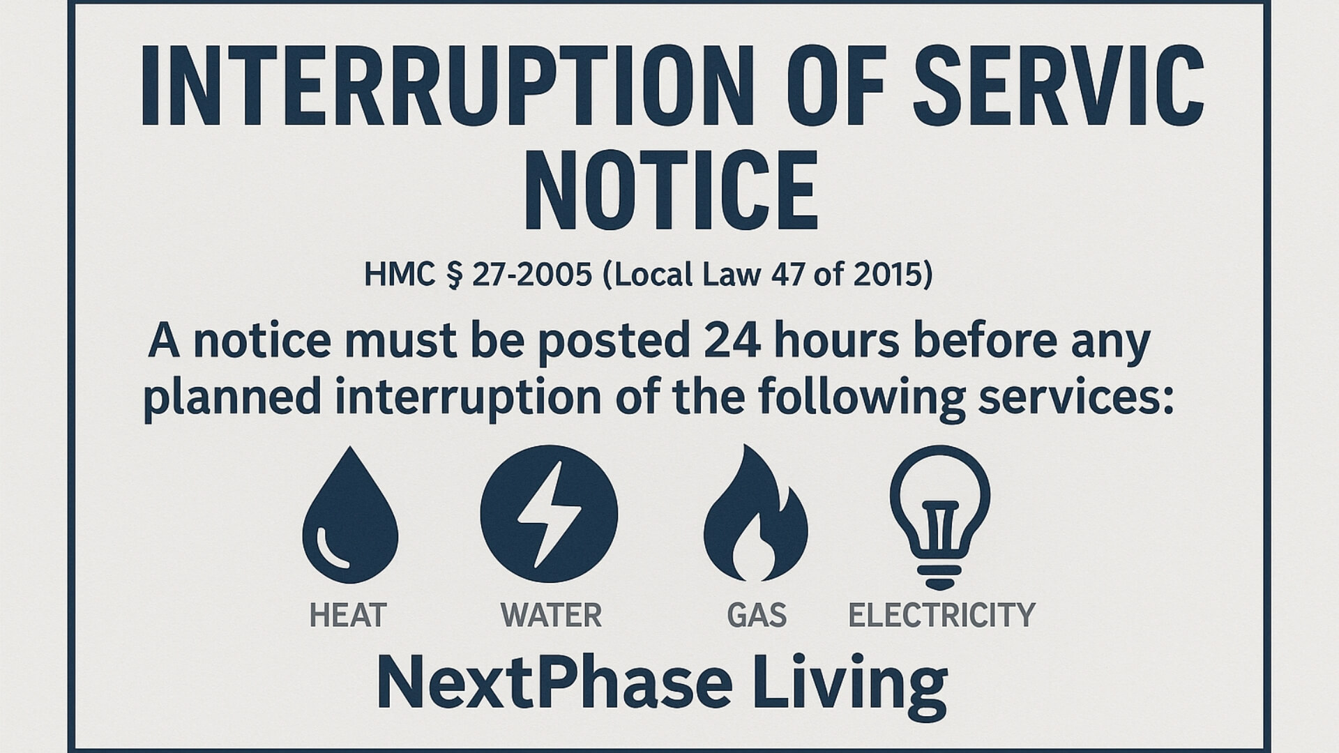 interruption of servic notice for nextphase living in new york city