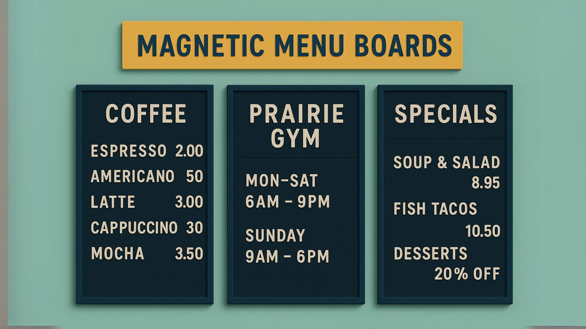 magnetic menu board for prairie gym in nyc