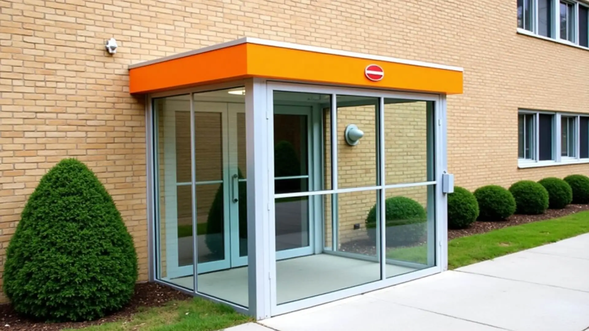 modern glass vestibule with canopy top in new york city