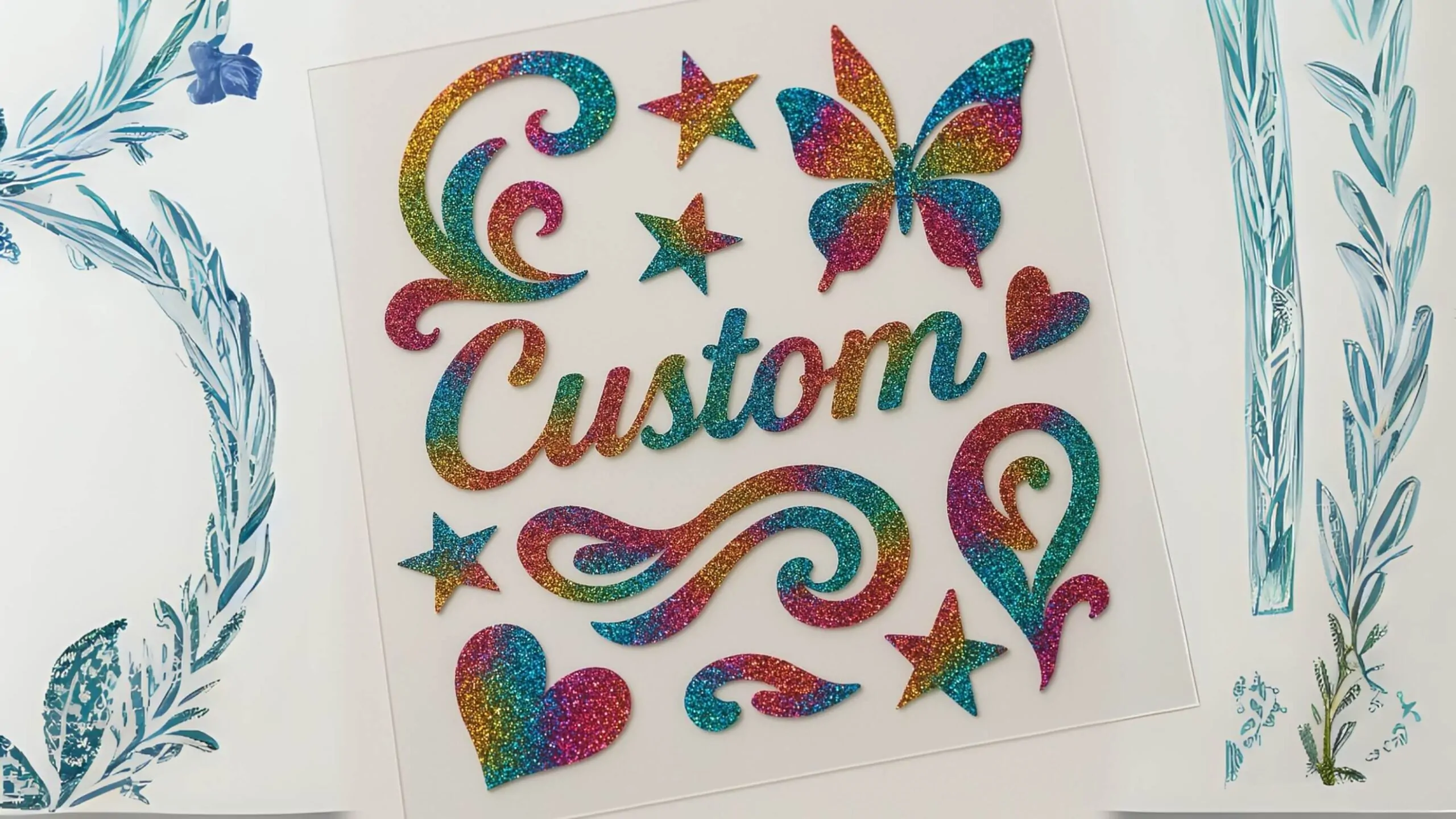 multi color custom glitter decals